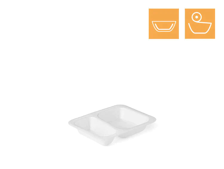 XPS Siegelschale A, Typ 602, laminiert, 2-geteilt, weiß, 1.250 ml, 262 x 247 x 40 cm