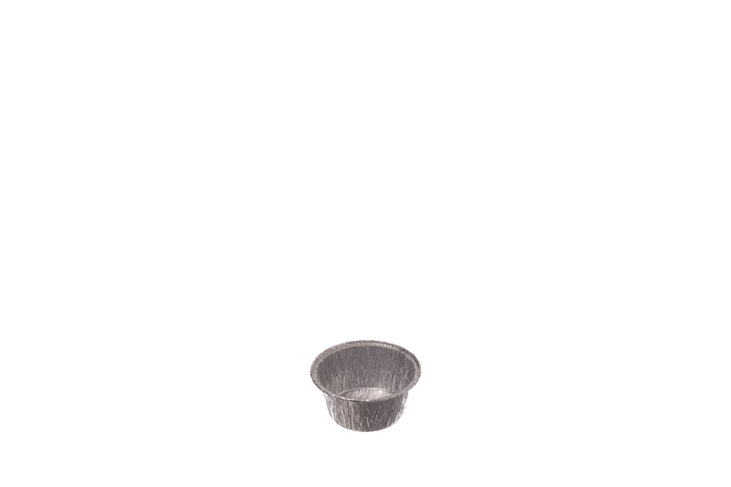Aluschale, Alu-Rundschale, ungeteilt, abstehender gerollter Rand, 106 ml, Ø80 mm, Höhe 34 mm, Typ 460110