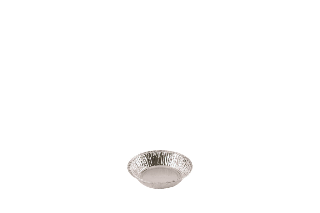 Aluschale, Alu-Rundschale, ungeteilt, abstehender gerollter Rand, 200 ml, Ø127 mm, Höhe 26 mm, Typ 450200