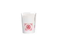Asiabox, Snackbox, Pappe, weiß, bedruckt, 770 ml, 26 oz, 92 mm x 92 mm x 94 mm