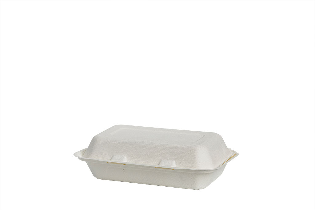 Bio Dinner-Box, IP 10, ungeteilt, aus Bagasse, weiß, 231 x 160 x 71 mm