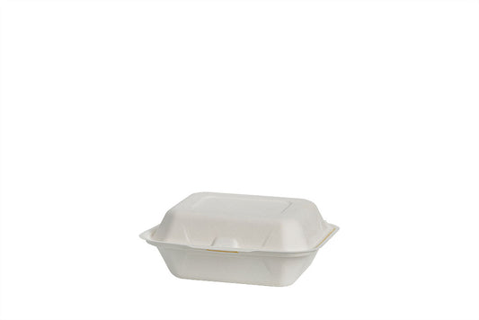 Bio Dinner-Box, IP 9, ungeteilt, aus Bagasse, weiß, 192 x 160 x 71 mm