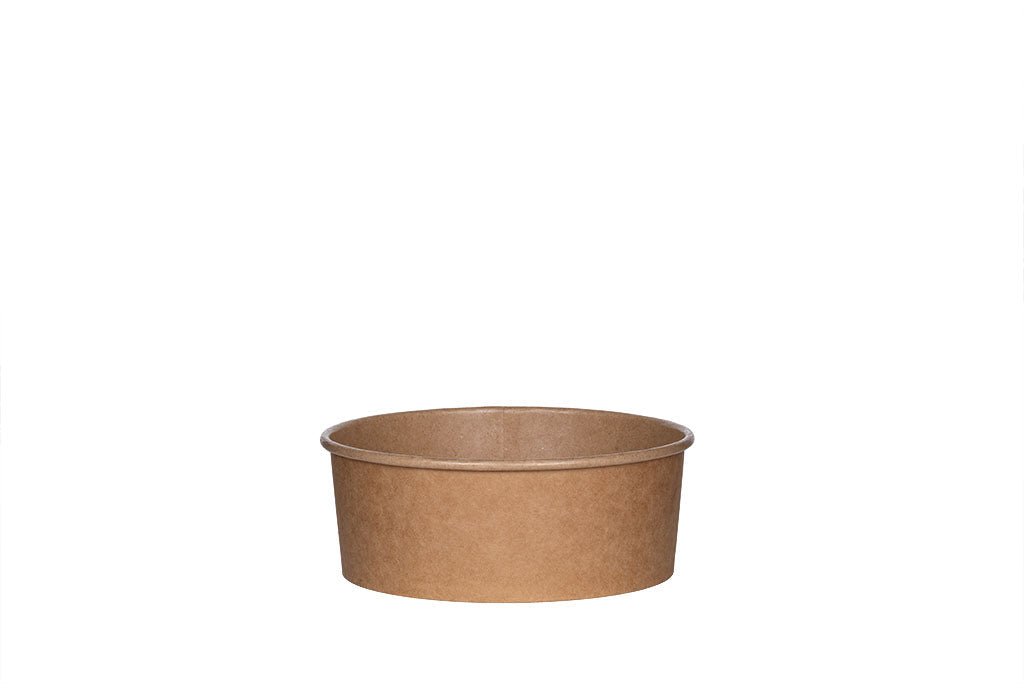 Bio Salatschale, Bowl, Kompostierbar, Karton, braun, 0°-70°C geeignet, 1300 ml, Ø 180 mm
