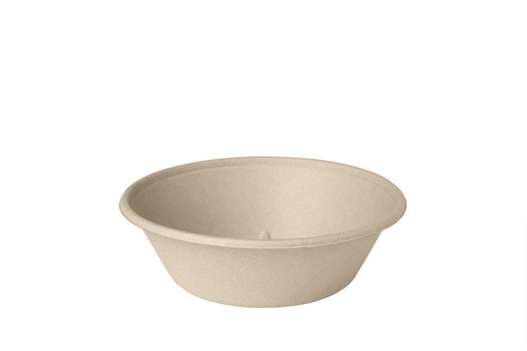 Bio Salatschale, Bowl, aus Bagasse, 1000 ml, braun, ungeteilt, Höhe 6 cm, ⌀19,4 cm