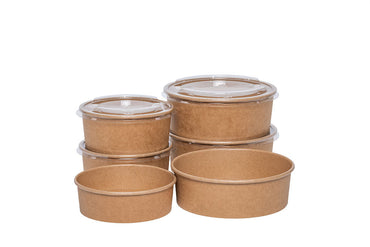 Bio Salatschale, Bowl, Kompostierbar, Karton, braun, 0°-70°C geeignet, 1300 ml, Ø 180 mm