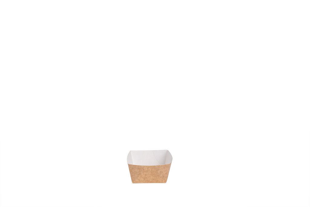 Bio Pappschale, Snackschale für Pommes und/oder Currywurst, "All Natural", klein, 120 mm x 60 mm x 37 mm