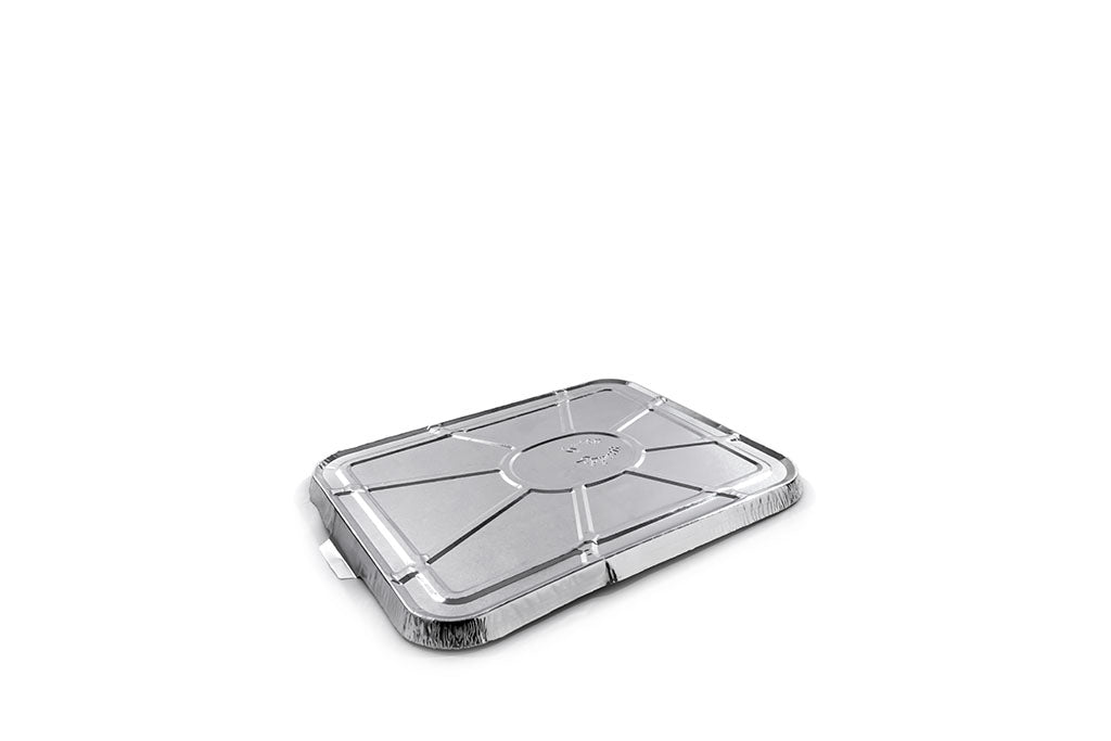 Deckel, Aludeckel verstärkt, für Aluschale, Alu-Menüschalen mit abstehendem gerolltem Rand, 226 x 178 x 14 mm, Typ CR100G