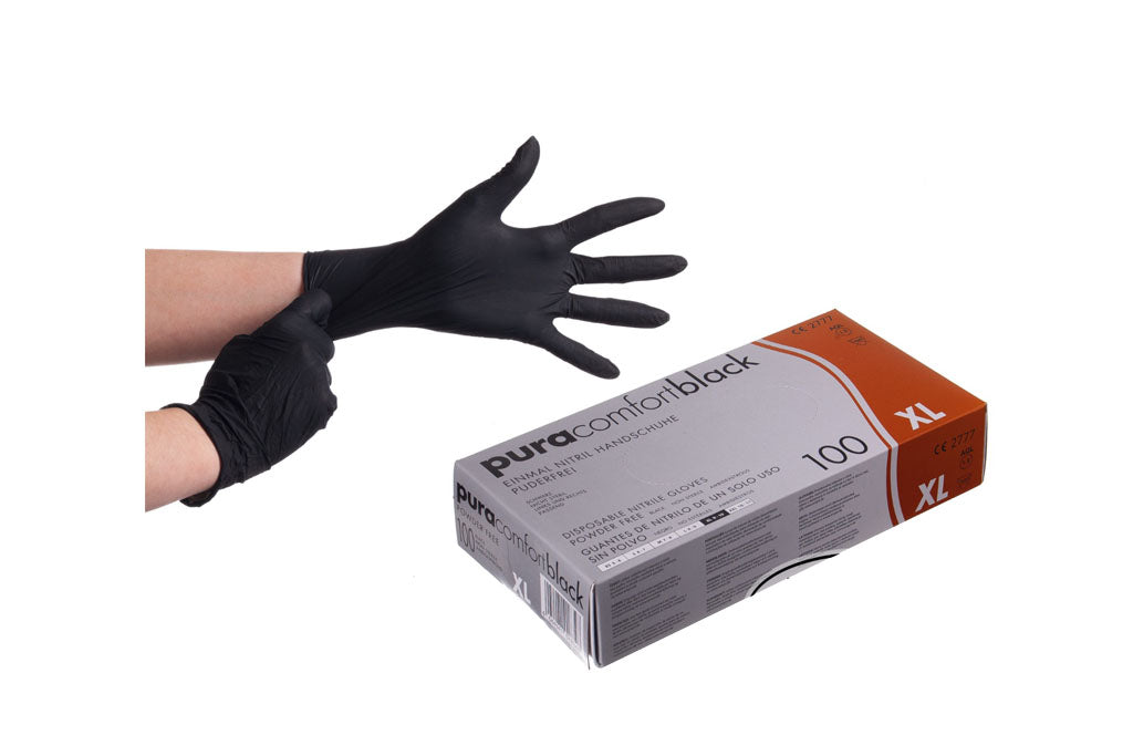 Einweghandschuhe, Nitrilhandschuhe, schwarz, Puderfrei, lebensmittelecht, Größe XL, 1000 Stück