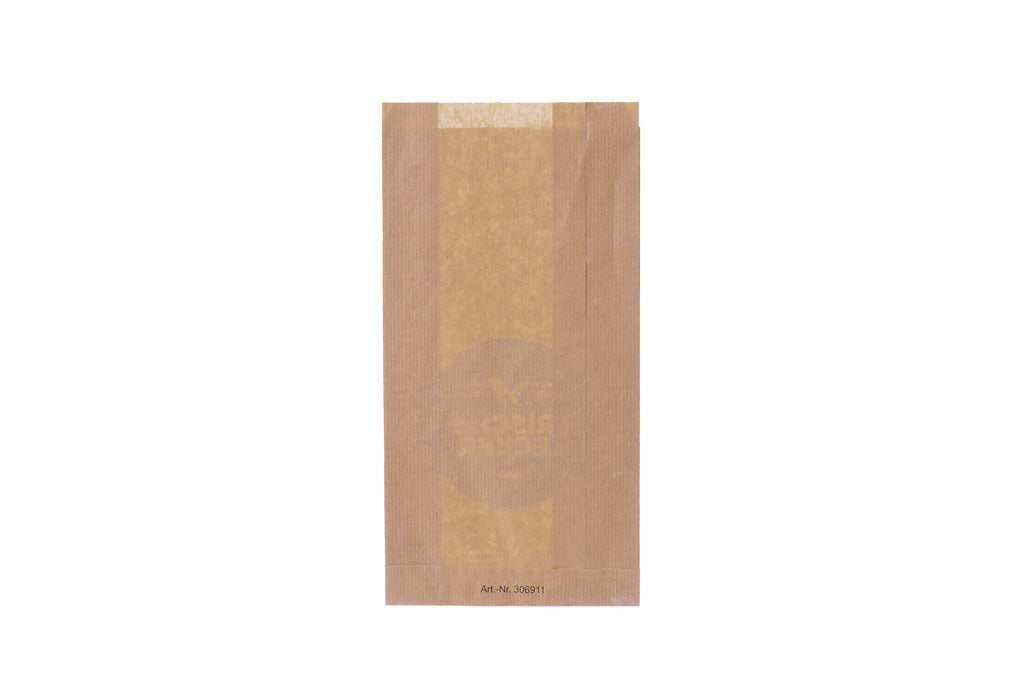 Faltenbeutel Metzgerei, Fleischerei, braun, bedruckt, Typ 427, 16 + 6 x 28 cm