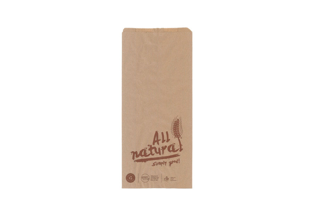 Faltenbeutel, Bäckerfaltenbeutel, braun, bedruckt, "All Natural" Typ 427, 16 + 6 x 36 cm