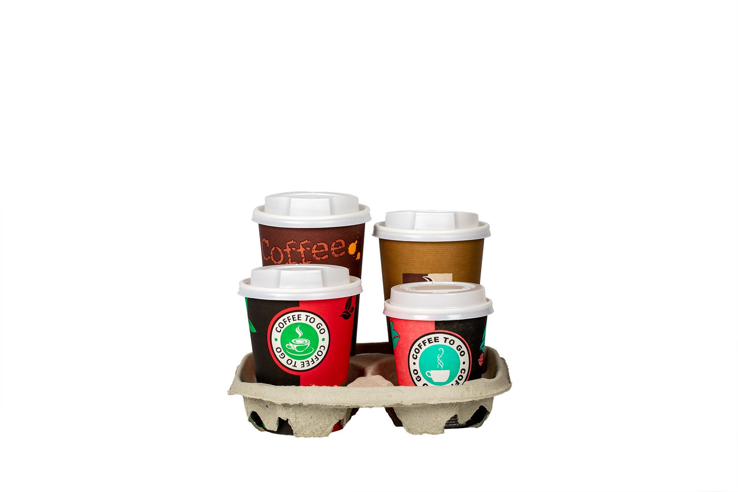 Getränkehalter, Coffee to go Halter, "Top", Pappe, für 4 Becher, 210 x 210 x 40 mm