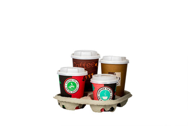 Getränkehalter, Coffee to go Halter, "Top", Pappe, für 4 Becher, 210 x 210 x 40 mm