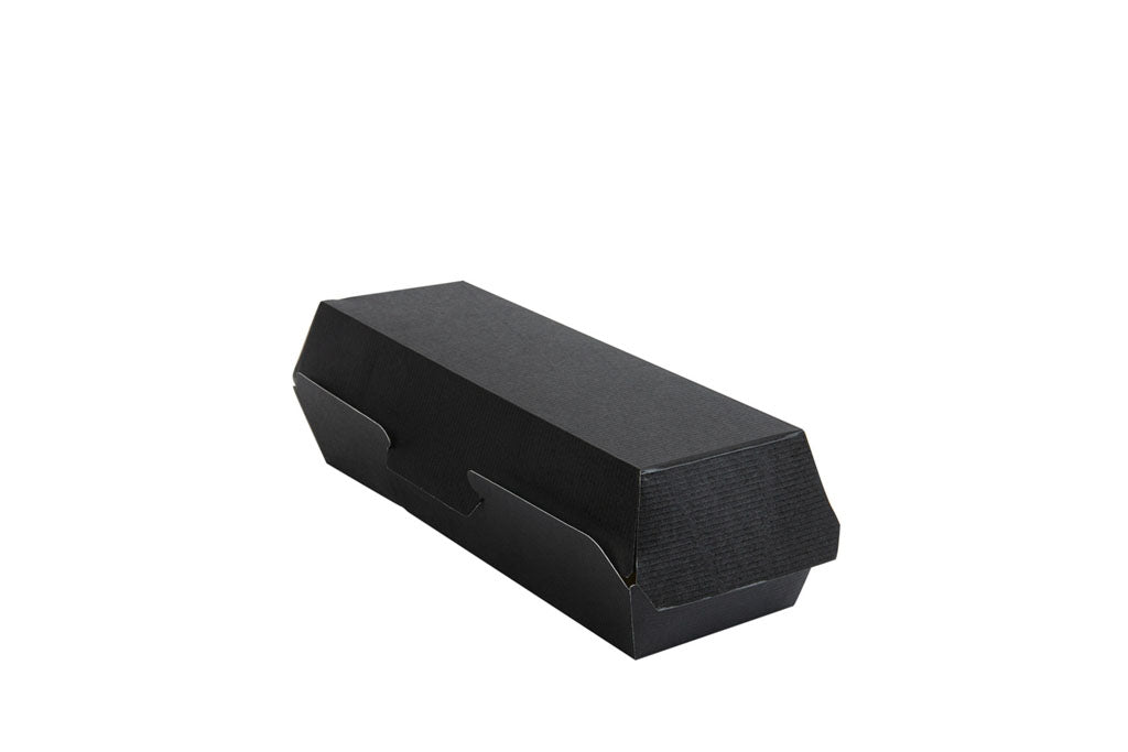 Hot Dog Box, Kraftpapier, schwarz, FSC Zertifiziert, 23,2 x 9 x 6,3 cm