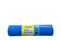 Abfallsäcke, Müllsäcke, PREMIUM, TYP 70, blau, 70 x 110 cm, 120 Liter, 10 Rollen, 20 Stück / Rolle