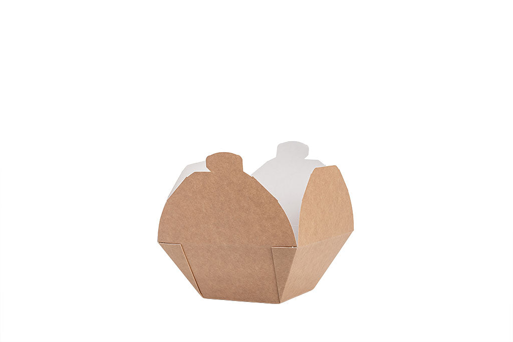 Lunchbox, Snackbox, "All Natural", Kraft-Papier, braun, ohne Kunststoff, fettdicht, 1000ml, 95 x 95 x 70 mm