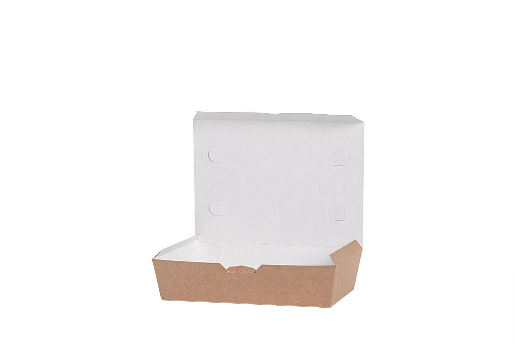 Mealbox, Menübox, "All Natural", Kraft-Papier, braun, ohne Kunststoff, fettdicht, 1000ml, 200 x 140 x 50 mm