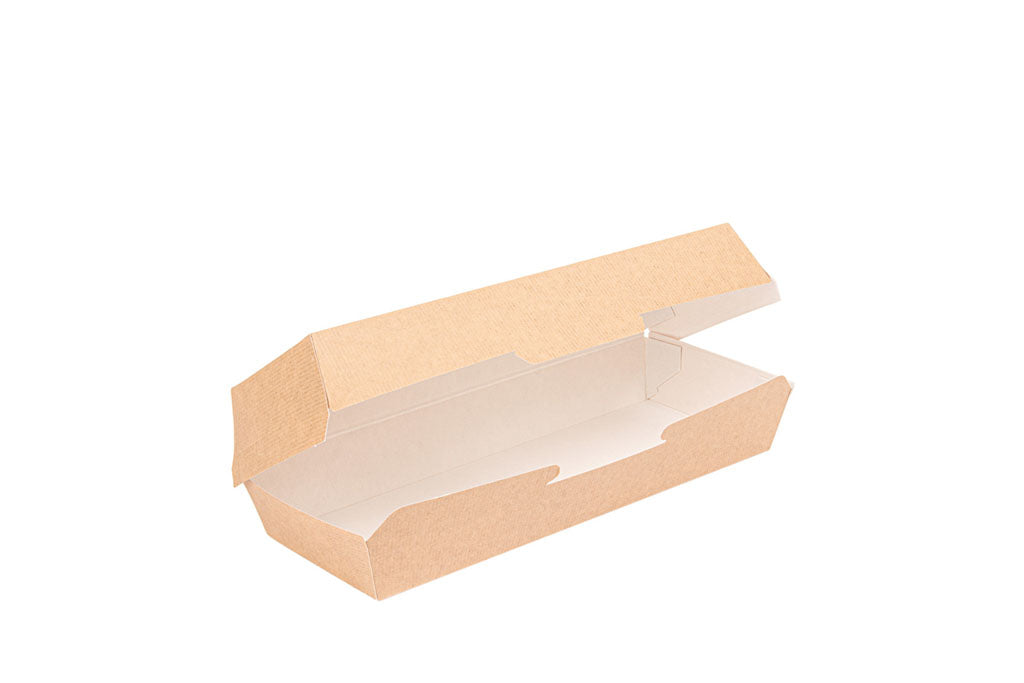 Panini Box, Hot Dog XXL Box, Kraftpapier, braun, FSC Zertifiziert, 26,5 x 12,2 x 7 cm