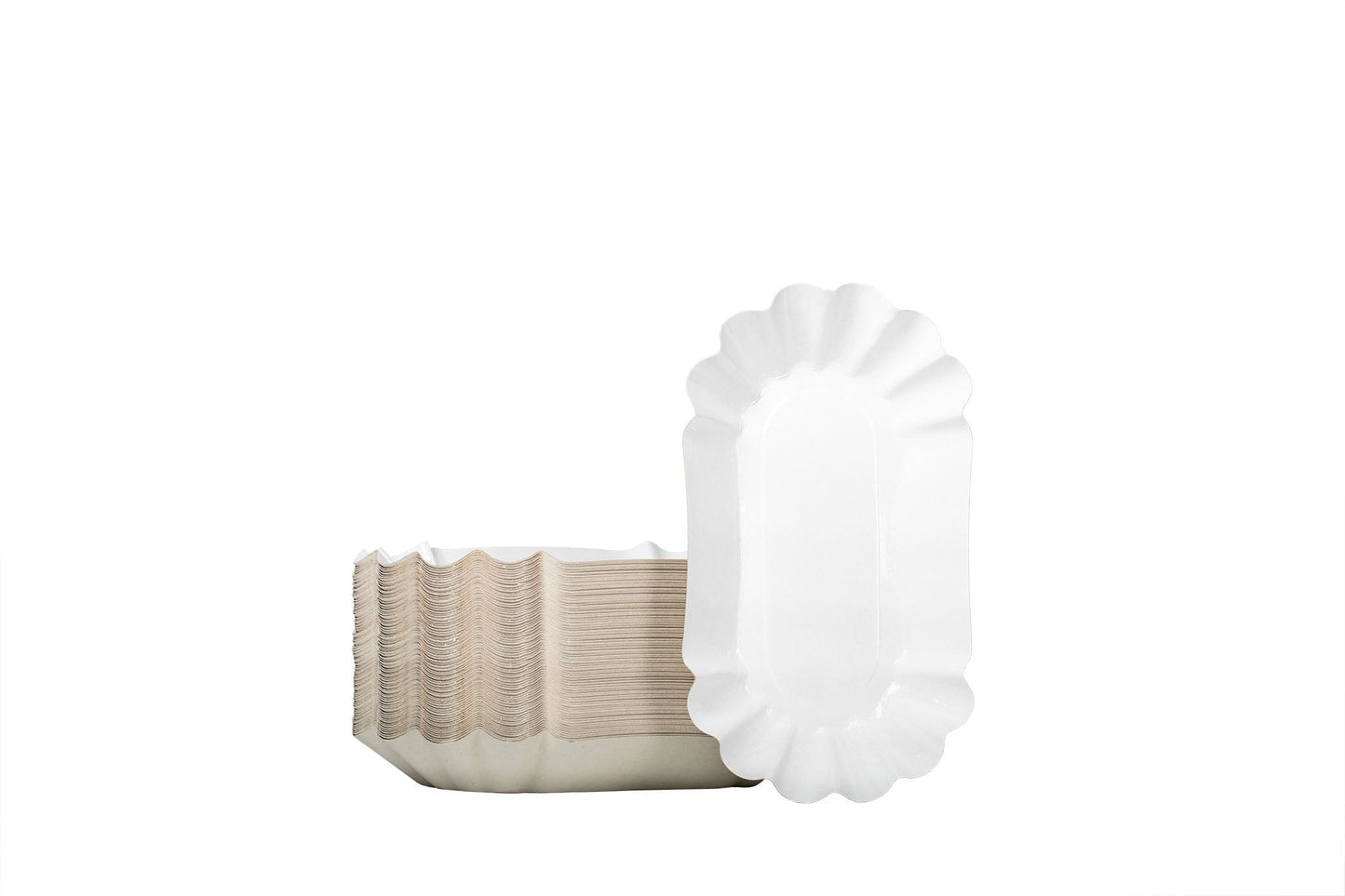 Pappschale 2 KU, Pommesschale, rechteckig, beschichtet, weiß, 120 x 210 x 35 mm