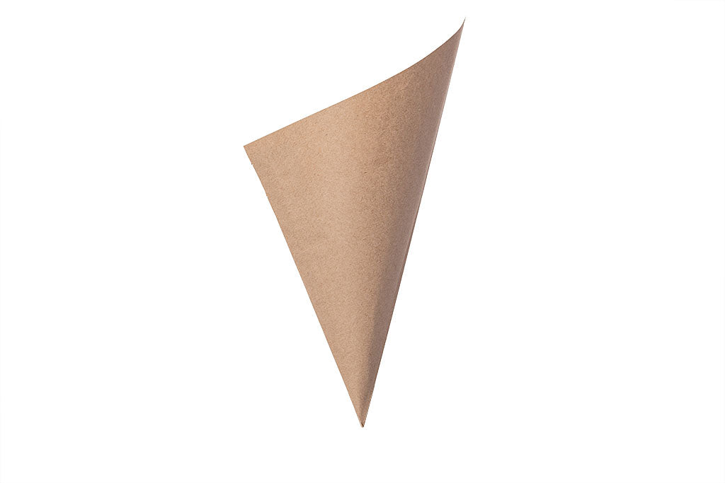 Pommes-, Snack-Tüte, neutral ohne Druck, braun, dreieckig, Spitztüte 21, 30 x 21 cm