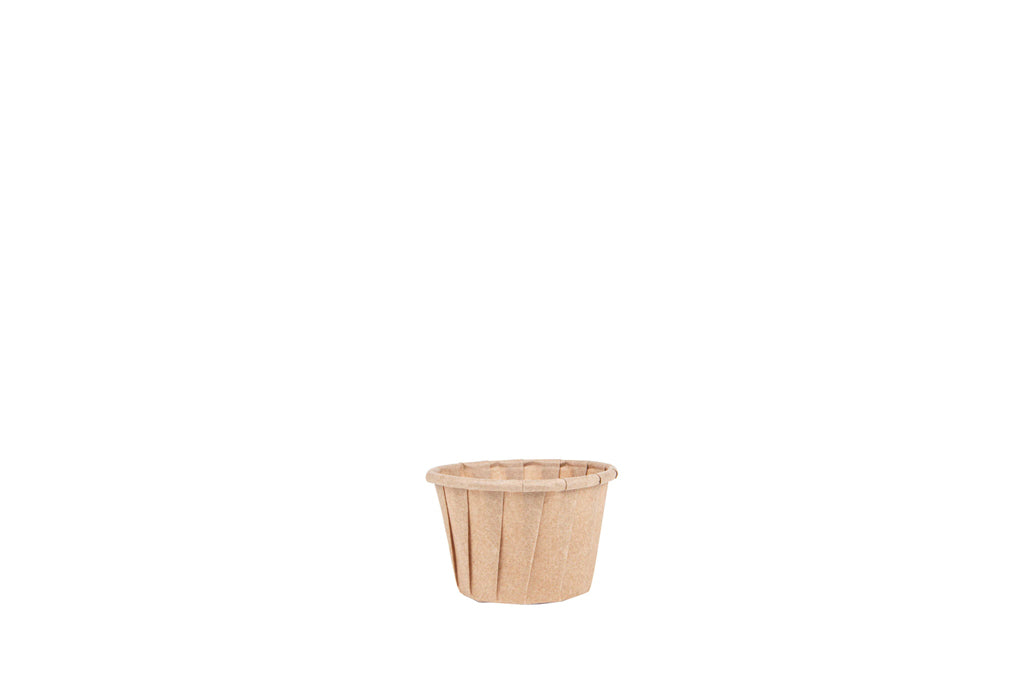 Soßen- und Dippbecher, Pergament Papier, braun, 60 ml, rund, ⌀ 5,8 cm, Höhe 3,6 cm