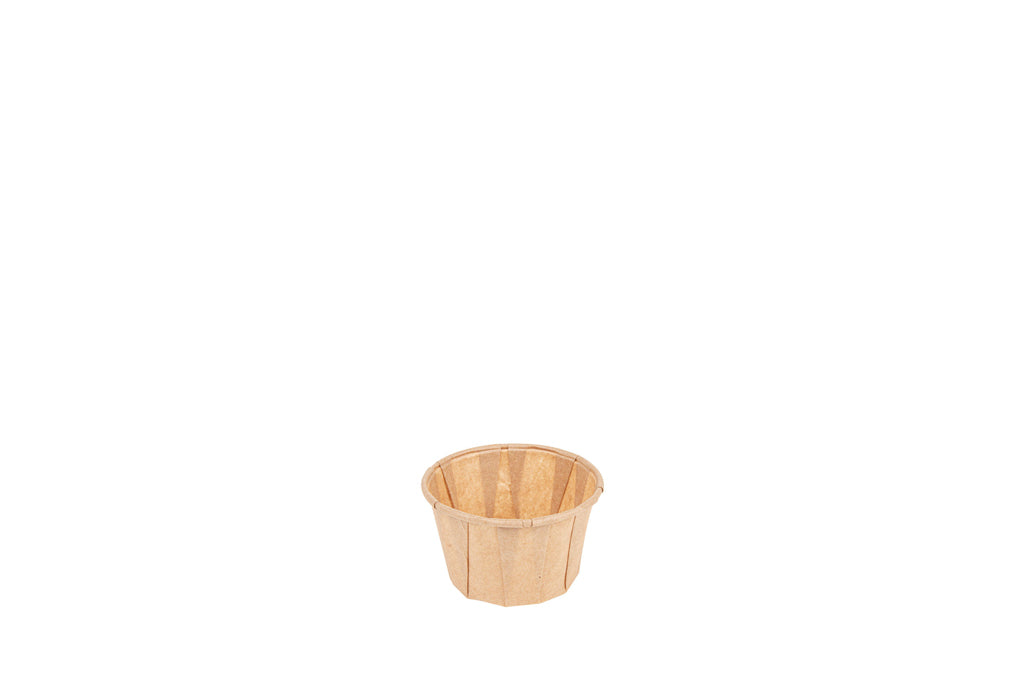 Soßen- und Dippbecher, Pergament Papier, braun, 60 ml, rund, ⌀ 5,8 cm, Höhe 3,6 cm