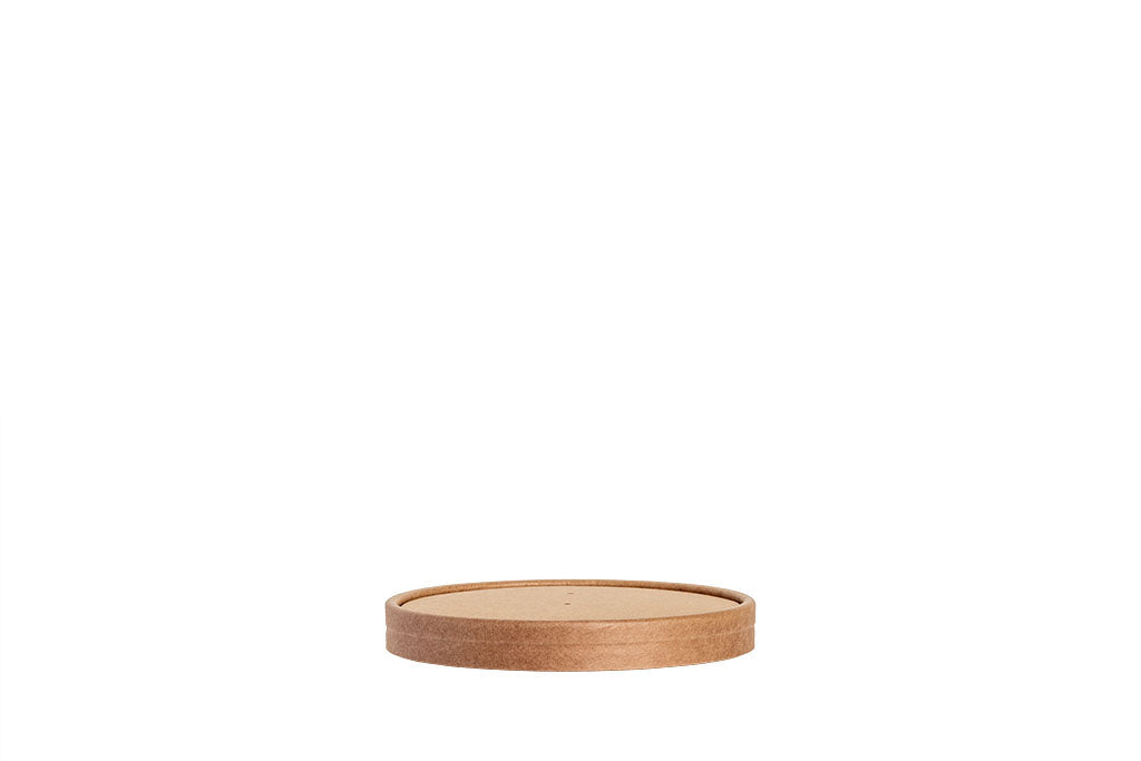 Deckel für Soup to Go Becher, Suppen Schalen, aus Kraftpapier, PLA-Beschichtung, braun,  26oz / 770 ml und 32oz / 950 ml, ⌀118 mm