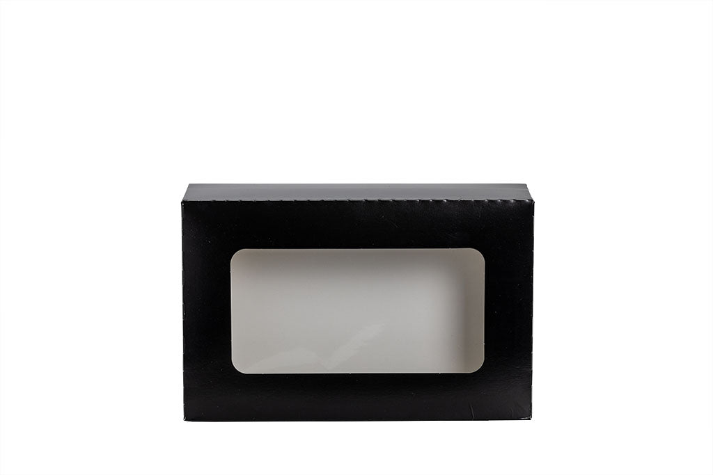 Sushi Box M, Sushi Tray, Papier, mit Sichtfenster, schwarz, 170 x 120 x 50 mm