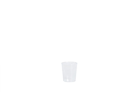Trinkbecher, Kaltgetränkebecher, Schnapsglas mit Eichstrich, aus Kunststoff, ⌀35mm, 20ml, 2cl