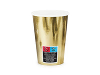 Becher, Pappe, gold, glänzend, ohne Druck, 220 ml, Ø 7 cm