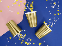 Becher, Pappe, gold, glänzend, ohne Druck, 220 ml, Ø 7 cm