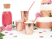 Becher, Pappe, roségold, glänzend, mit Druck "She said yes!", 220 ml, Ø 7 cm