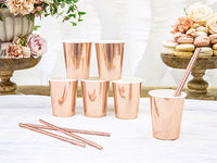 Becher, Pappe, roségold, glänzend, ohne Druck, 220 ml, Ø 7 cm