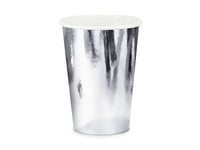 Becher, Pappe, silber, glänzend, ohne Druck, 220 ml, Ø 7 cm