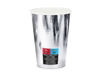 Becher, Pappe, silber, glänzend, ohne Druck, 220 ml, Ø 7 cm