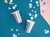 Becher, Pappe, silber, glänzend, ohne Druck, 220 ml, Ø 7 cm