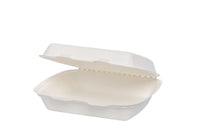 Bio Menü-Box, ungeteilt, aus Bagasse, weiß, 241 x 203 x 69 mm