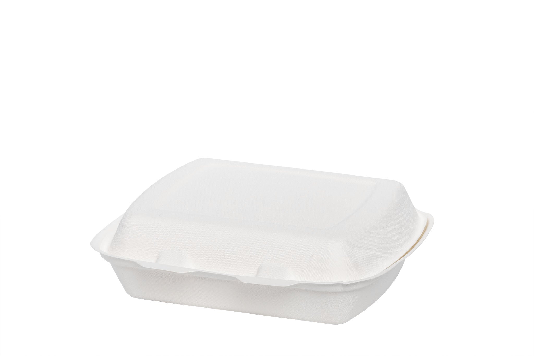 Bio Menü-Box, ungeteilt, aus Bagasse, weiß, 241 x 203 x 69 mm