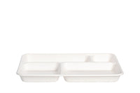Bio Menü-Schale, Tablett, aus Zuckerrohr Bagasse, 4-geteilt, weiß, 37 x 27 x 3,5 cm
