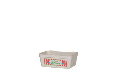 Bio Obstschale, Beerenschale, Holzschliff, naturweiß, "frische Beeren"-Motiv, 250 g, 140 x 90 x 52 mm