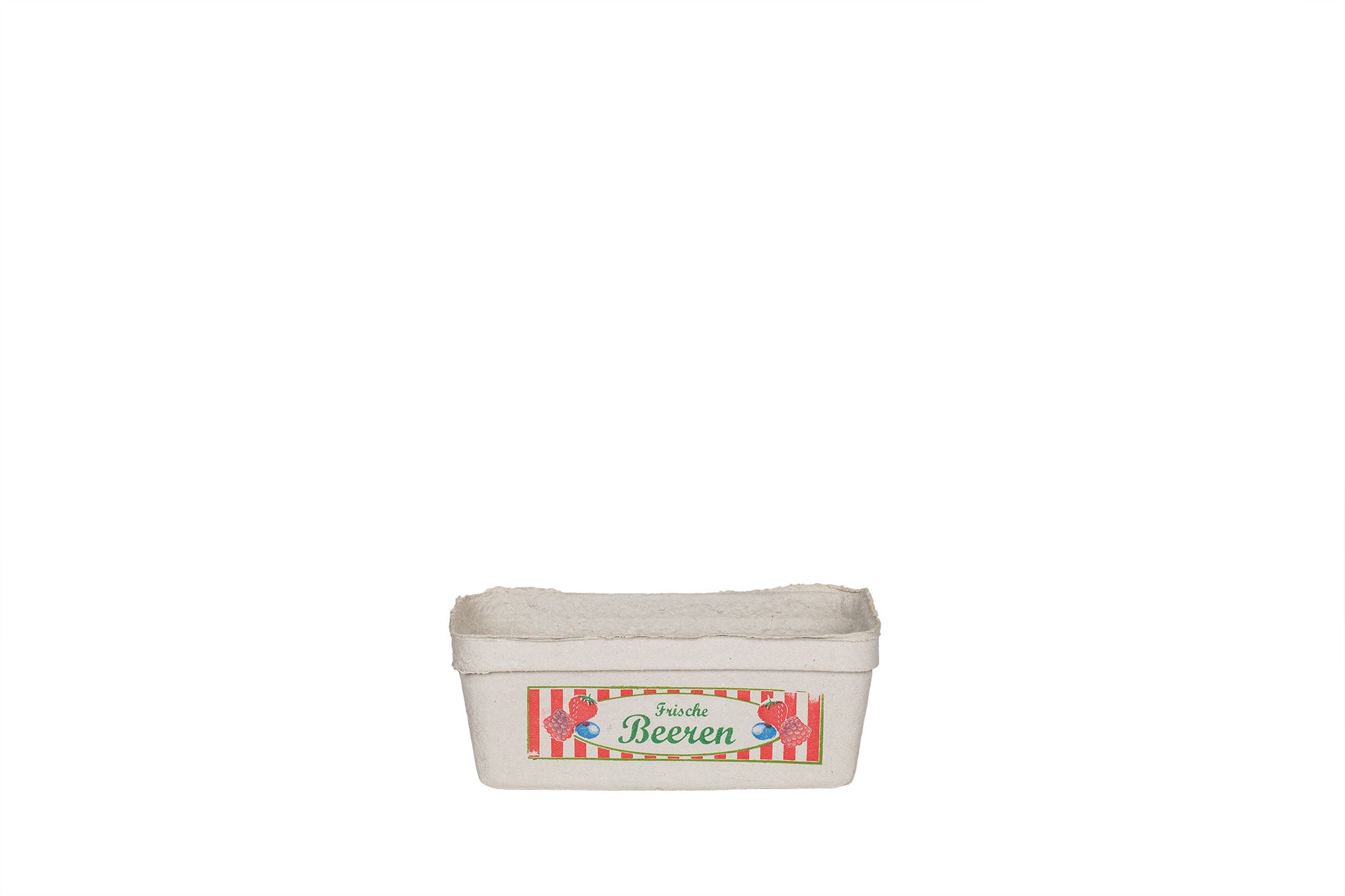 Bio Obstschale, Beerenschale, Holzschliff, naturweiß, "frische Beeren"-Motiv, 250 g, 140 x 90 x 52 mm