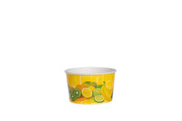 Eisbecher, bedruckt, Früchte Motiv, gelb, 260 ml, Höhe 57 mm, Ø 92 mm