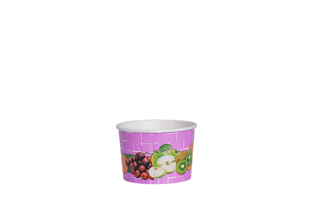 Eisbecher, bedruckt, Früchte Motiv, lila, 220 ml, Höhe 59 mm, Ø 85 mm