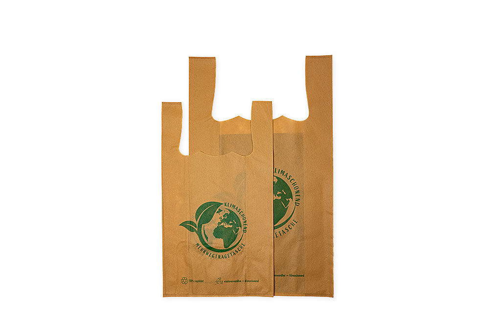 Hemdchentragetasche, Mehrweg- Vliestasche aus PP, Klimaschonend und recycelbar, beige, 250 x 120 x 450 mm