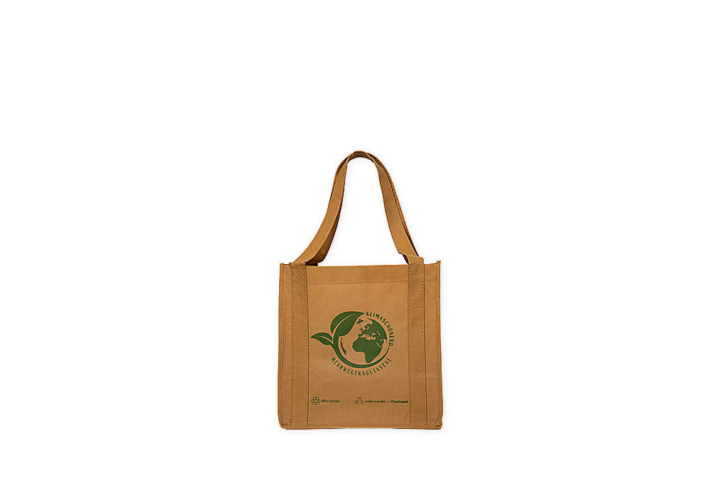 Shoppertasche, Mehrweg- Vliestasche aus PP, Klimaschonend und recycelbar, beige, 320 x 200 x 320 mm