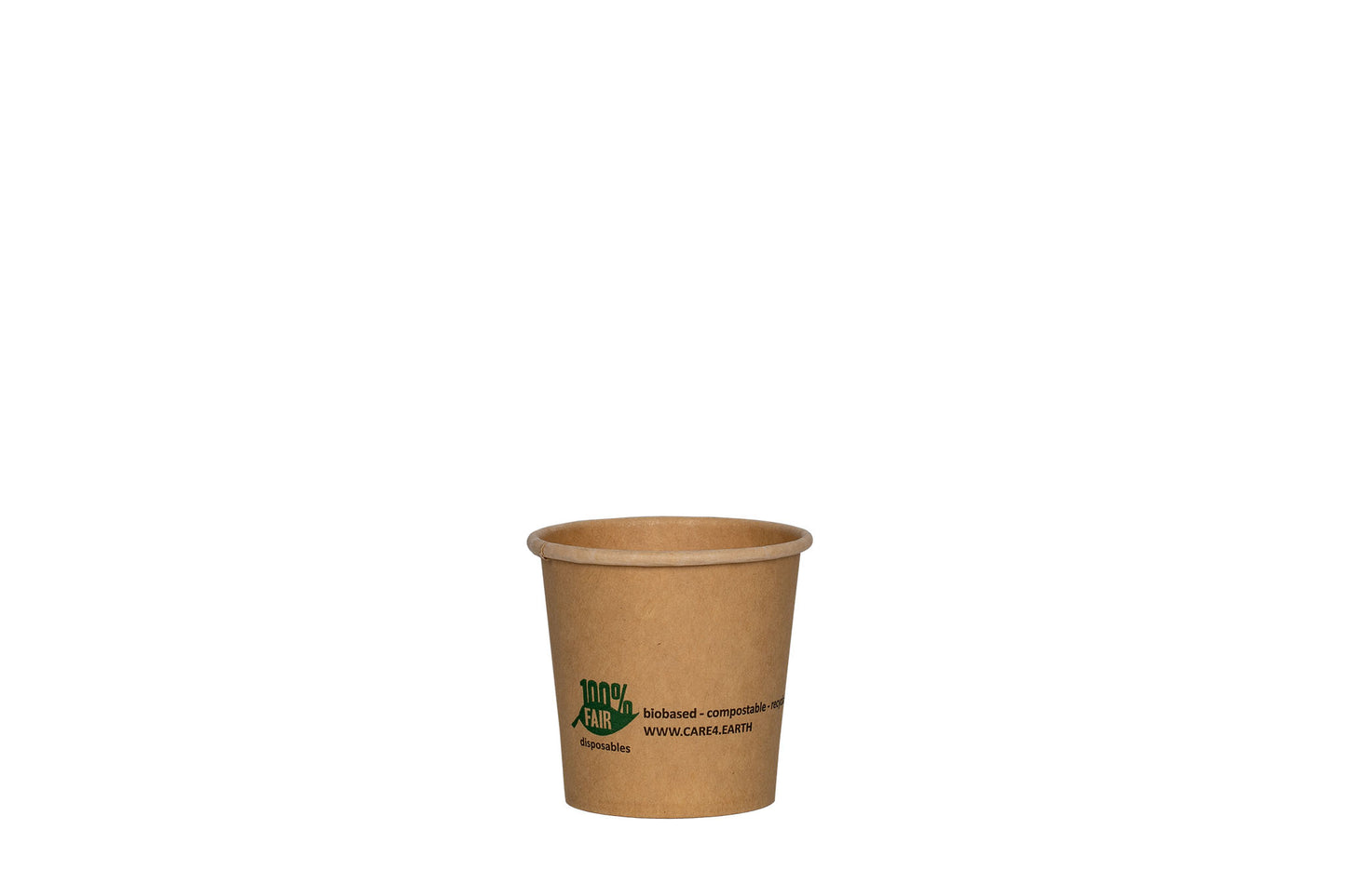 Soßen- und Dippbecher, Pappe, braun, rund, 90 ml, 3oz, ⌀ 6,1 cm, Höhe 5,8 cm, kompostierbar nach DIN EN 13432