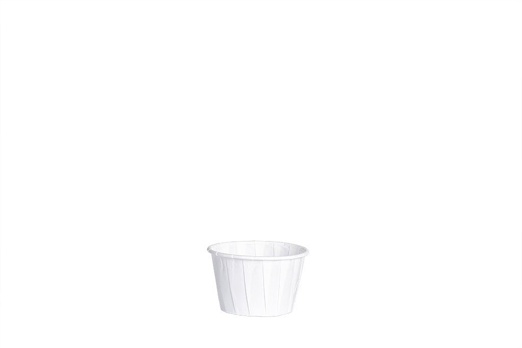 Soßen- und Dippbecher, weiß, aus Papier, 60 ml, rund, ⌀ 5,4 cm, Höhe 4 cm