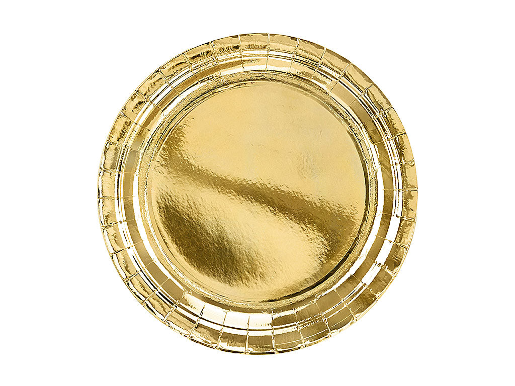 Teller, Pappe, gold, glänzend, ohne Druck, Ø 23 cm