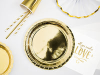 Teller, Pappe, gold, glänzend, ohne Druck, Ø 23 cm