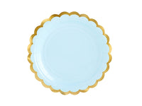 Teller, Pappe, hellblau, Goldkante, ohne Druck, Ø 18 cm